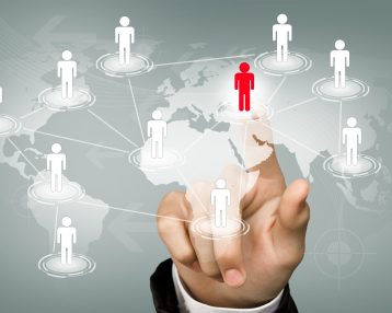 Hand pick red man of Social Network